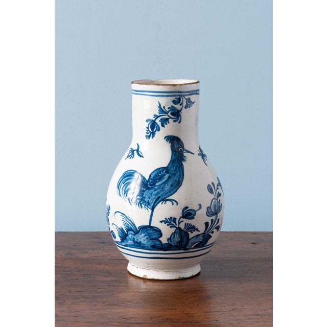 Antique Blue & White Rooster Jug, 1700s For Sale - Image 3 of 10