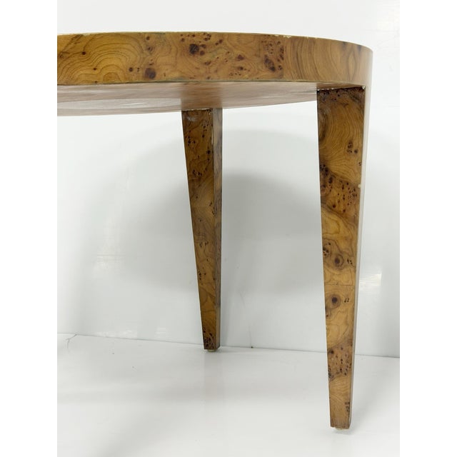 1970s American Modern Round Burl Wood Center Occasional Table For Sale - Image 10 of 16