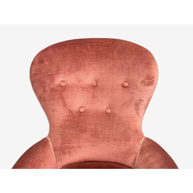 Swedish Modern, Traditional Slipper Chairs, Pink Velvet, Wood, Sweden, 1950s For Sale In New York - Image 6 of 15