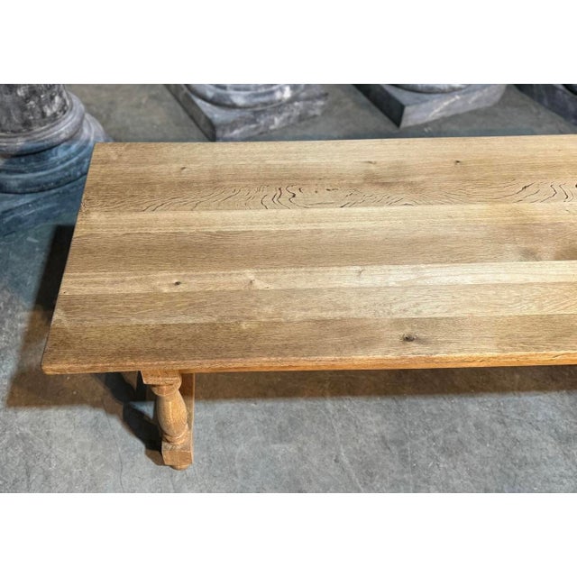 1920s Large Bleached Oak Farmhouse Dining Table, 1920s For Sale - Image 5 of 18