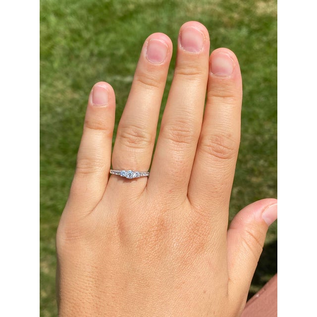 The Stars Road: Justin Ashley Signed White Gold Three Diamond Ring For Sale - Image 9 of 10