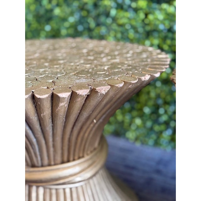1970s Wheat Sheaf End Tables (Pair) - Gold in the Style of McGuire For Sale - Image 9 of 14