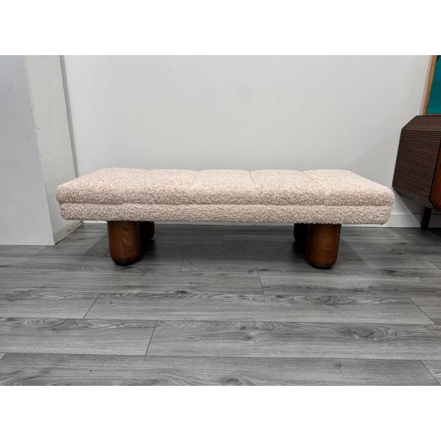 Large Bouclé Bench with Oak Legs, 1970s For Sale - Image 3 of 10