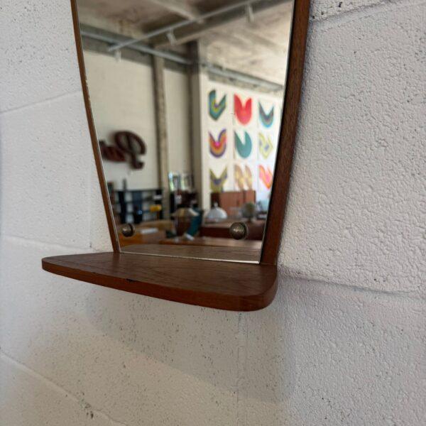 Vintage Danish Teak Mirror with Shelf, 1960 For Sale - Image 4 of 6