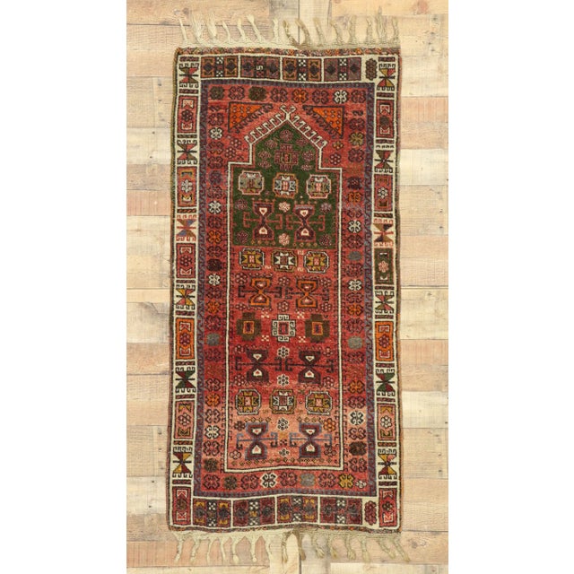 Vintage Turkish Oushak Prayer Rug, 02'05 X 05'02 For Sale - Image 9 of 10