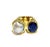 Bochic “Orient” Blue Sapphire & Pearl Vintage 2 Gem Ring Set 18K & Silver, Size 9.5 For Sale In New York - Image 6 of 12