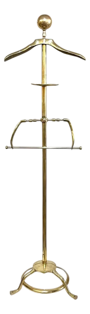 Mid 20th Century Brass Adjustable Valet Coat Rack With Paw Feet