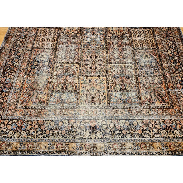 19th Century Persian Khorassan Rug, Hand-Knotted Wool, Allover Floral Panel Design, Green & Blue, 10x13 For Sale - Image 13 of 18