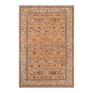 Shabby Chic Orange/Beige Wool Rug - 6'2'' X 9'0'' For Sale