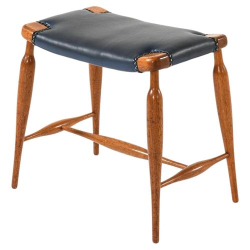 Stool in Mahogany with Brass and Leather by Josef Frank, 1950s For Sale - Image 6 of 6