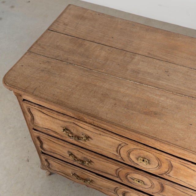 French Provincial 18th Century French Bleached Oak Chest of Three Drawers For Sale - Image 3 of 18