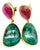 Bochic "Capri" Ruby & Multi Rough Cut Emerald Earrings Set In 18K Gold & Silver For Sale