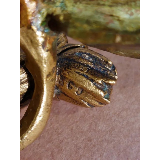 Wonderful naturalistic utensil desk tray in the design of two hazelnut leaves and hazelnuts on top. Signed at the bottom...