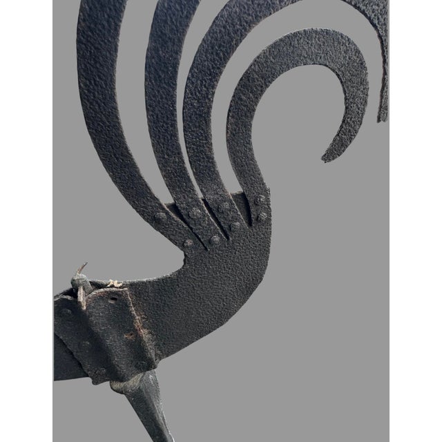 Early 20th Century Primitive Wrought Iron Country Folk Art Figural Rooster Weathervane For Sale - Image 6 of 12