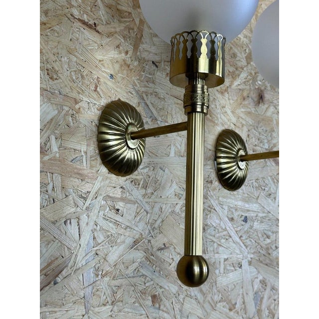 1970s Vintage Space Age Wall Lamp in Glass and Brass, 1970s, Set of 2 For Sale - Image 5 of 18