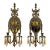 Antique Empire Brass & Stained Glass Crystal Prism Candle Wall Sconces - A Pair For Sale