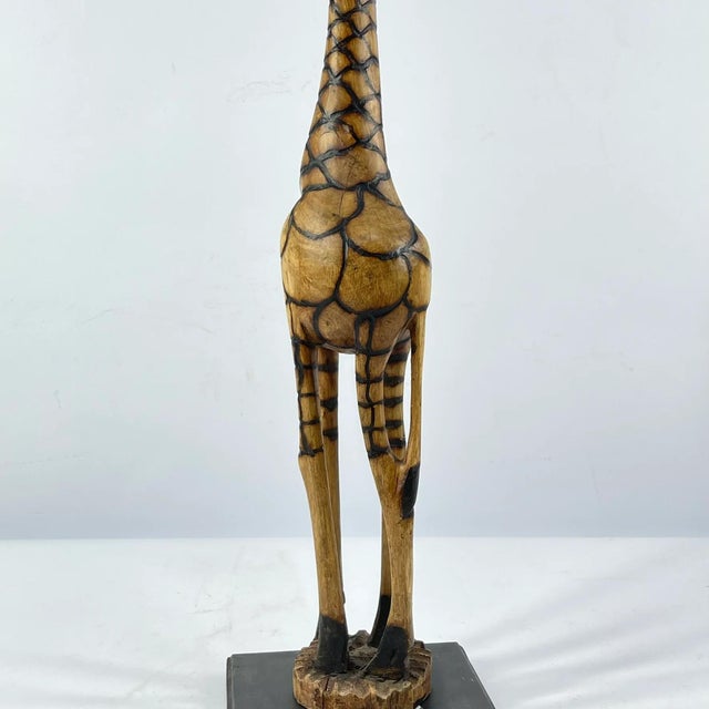 Early 20th Century Early 20th Century Giraffe Wood Sculpture on Custom Base For Sale - Image 5 of 7