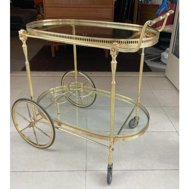 Maison Baguès Maison Baguès French Brass Bar Cart For Sale - Image 4 of 9