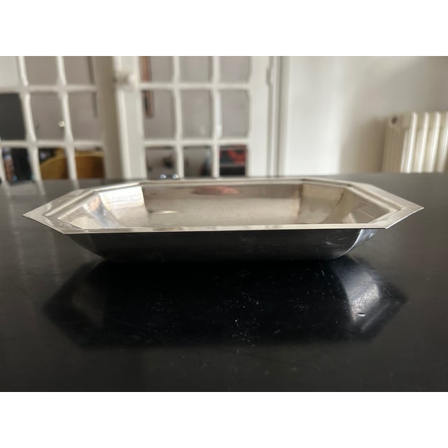 Mid-Century Modern Art Deco Silver-Plated Metal Dish, 1930s For Sale - Image 3 of 9