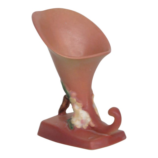 Roseville 321-6 Cornucopia Vase 1940s Apple Blossom For Sale