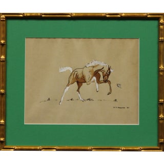 "Rearing Colt" in Gilt Bamboo Frame For Sale
