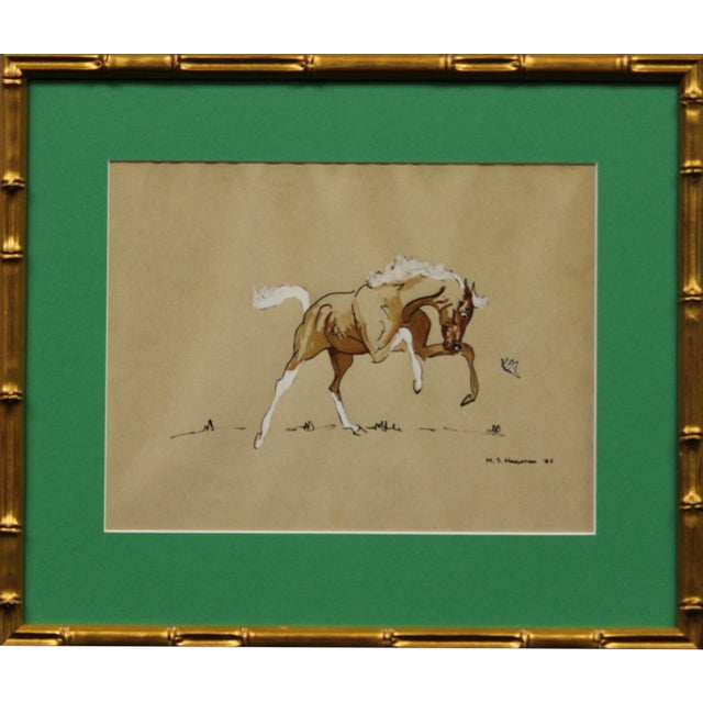 "Rearing Colt" in Gilt Bamboo Frame For Sale