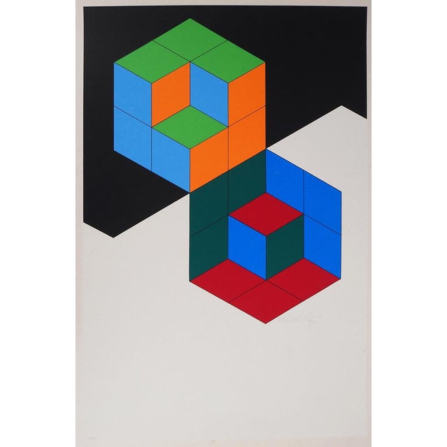 Victor Vasarely (1906-1997) Kinetic Composition: Bi-Hexa, 1975 Original color silkscreen print Signed in pencil On Arches...