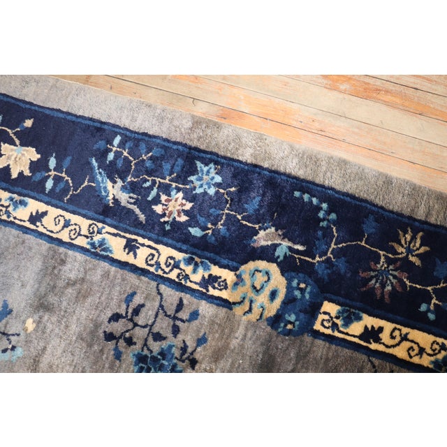 Early 20th Century Gray Blue Antique Chinese Rug, 10' X 13'3'' For Sale - Image 5 of 8