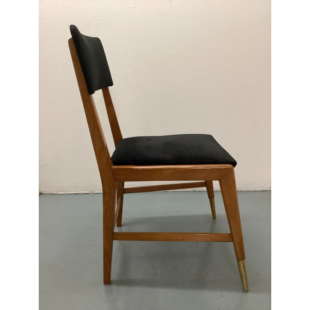 Wood 1950s Mid-Century Modern Velvet Couple Dining Chairs by Gio Ponti , Italy 1960s - Set of 2 For Sale - Image 7 of 13