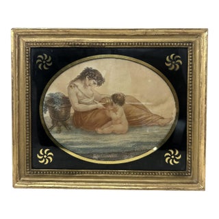 Antique Regency Francesco Bartolozzi Hand Colored Stipple Engraving Lady Pair For Sale
