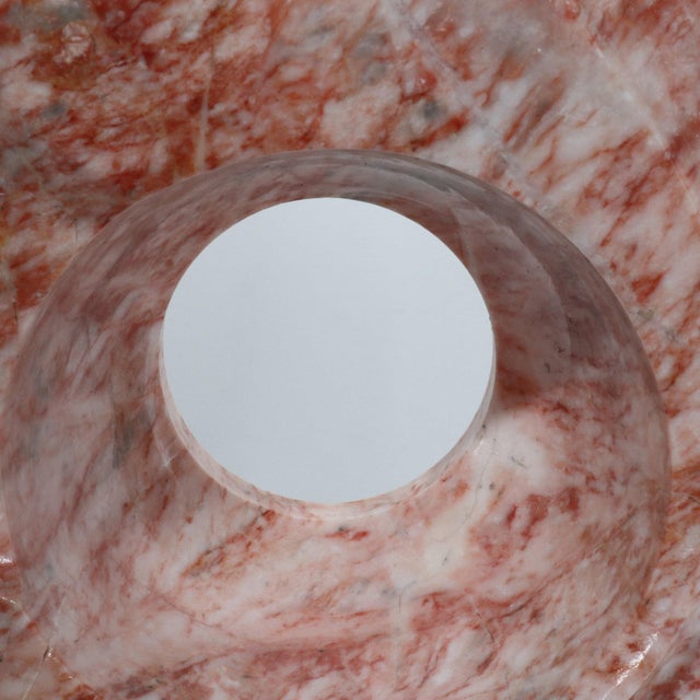 Modern free form abstract sculpture carved out of pink marble. Amazing vintage condition. 8”W x 5”D x 14.5H