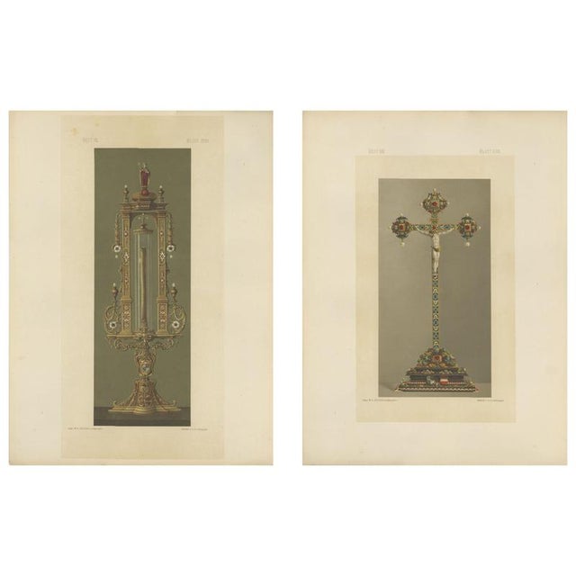 F. X. Zettler, Bavarian Royal Chapel Liturgical Objects, 1874, Chromolithographs on Paper, Set of 2 For Sale - Image 10 of 10
