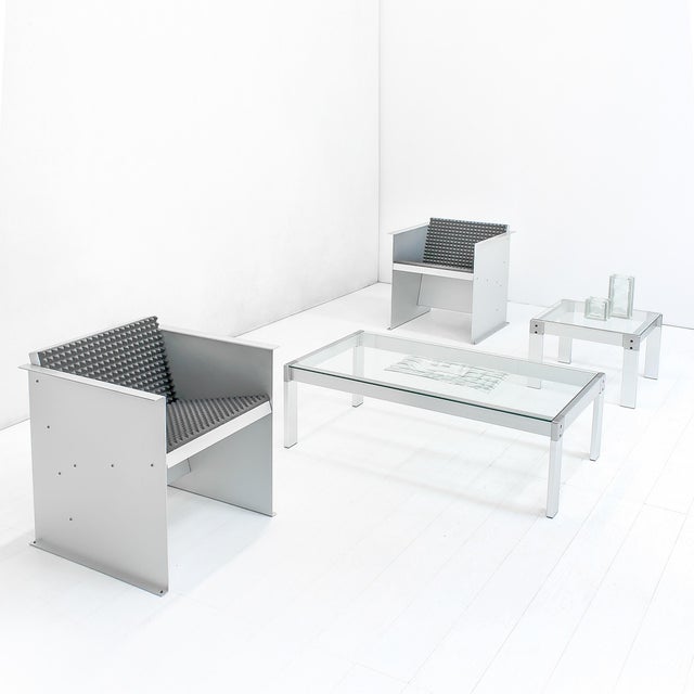 Minimalist Mid-Century Festo coffee table and matching Festo side table designed in the 1970s by Gae Aulenti for Zanotta,...