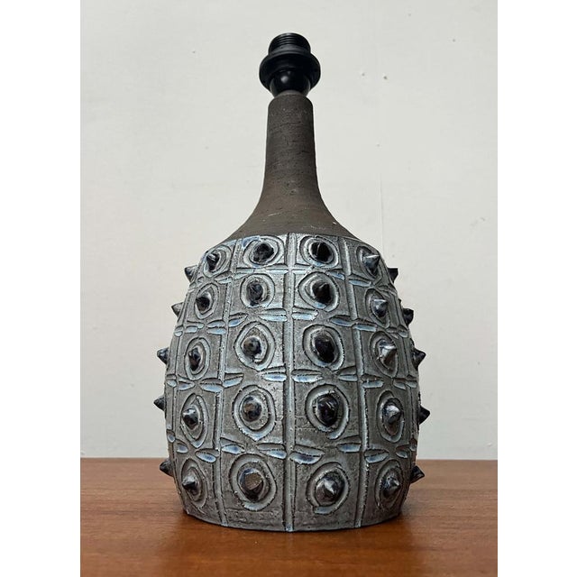 Black Mid-Century Modern Danish Studio Pottery Table Lamp from Jette Hellerøe, 1960s For Sale - Image 8 of 18