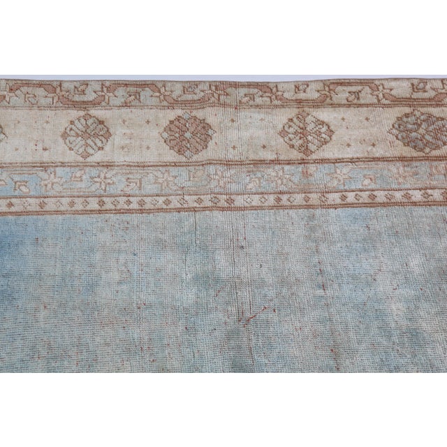 Vintage Turkish Oushak Rug With Soft Blue Field & Muted Earth Tones -4' 5'' X 3' 1'' For Sale - Image 4 of 12