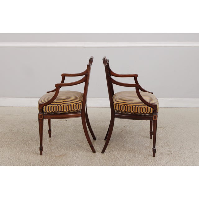 Traditional Pair of Vintage Adams Style Painted Arm Chairs For Sale - Image 3 of 18