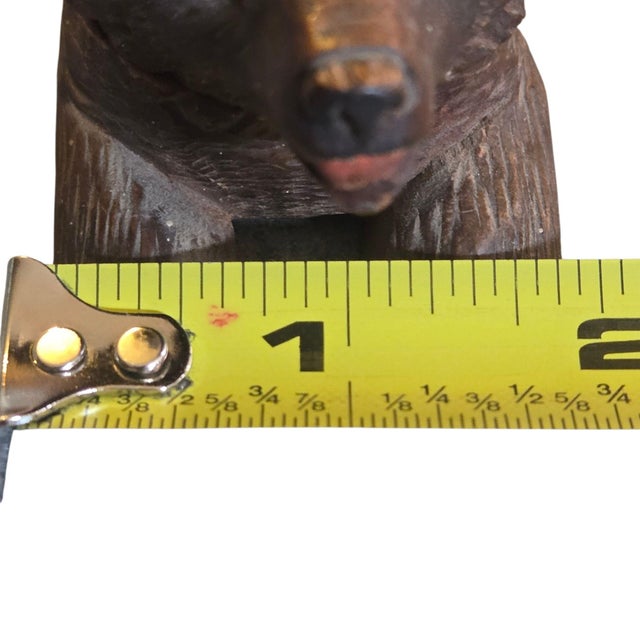Brown Antique Black Forest Bear Inkwell Hand Carved Wooden Carving Sculpture 2 Inch For Sale - Image 8 of 18