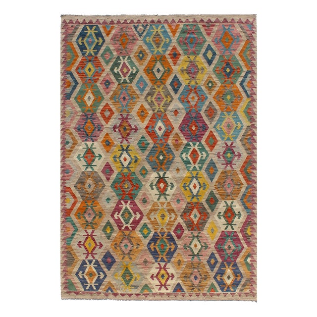 Vintage Multicolored Hand Knotted Afghan Tribal Kilim, 2010s For Sale