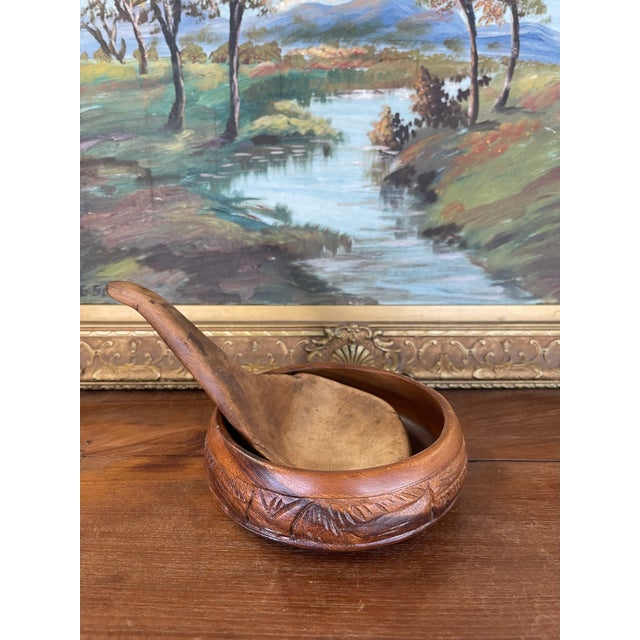 Antique 19th Century Hand-Carved Decorative Wooden Ladle Spoon With Sculptural Curved Handle. For Sale - Image 11 of 11