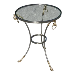 Mid 20th Century Vintage Steel and Brass Gueridon Table