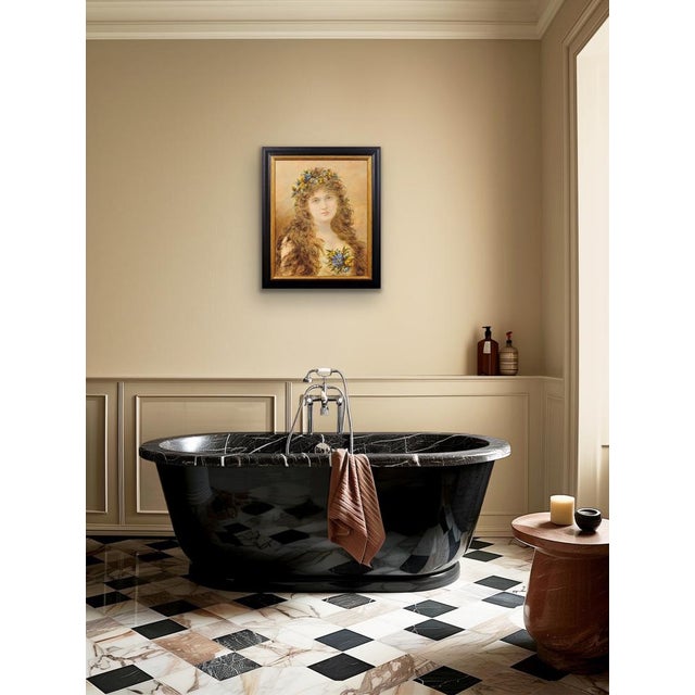 Alice Anne Renshaw, Portrait of a Young Lady with Springtime Flowers in Her Curls, Watercolour & Gouache, 1800s For Sale - Image 15 of 18