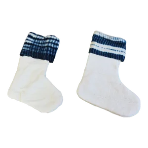 Blue & White One-Of-A-Kind African Textile Christmas Stockings, S/2