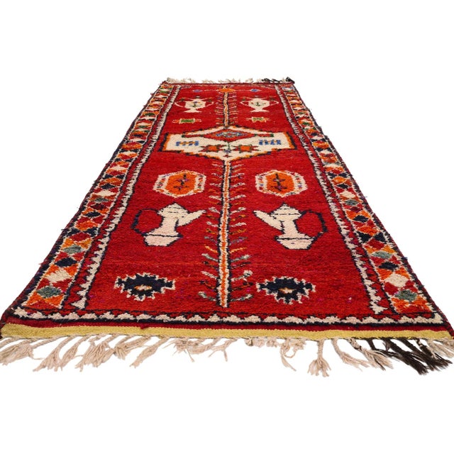 Tribal Vintage Red Kurdish Rug Runner - 03'04 X 11'01 For Sale - Image 3 of 9