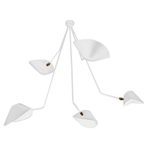 Modern White Spider Ceiling Lamp with Five Curved Fixed Arms by Serge Mouille For Sale - Image 6 of 6