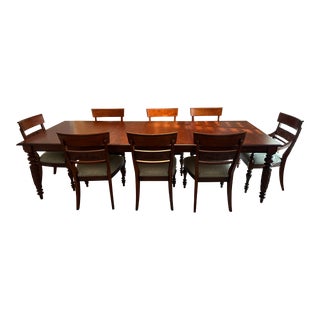 Ethan Allen, British Classics, Dining Table and Chairs in Cinnabar - Set of 11 For Sale