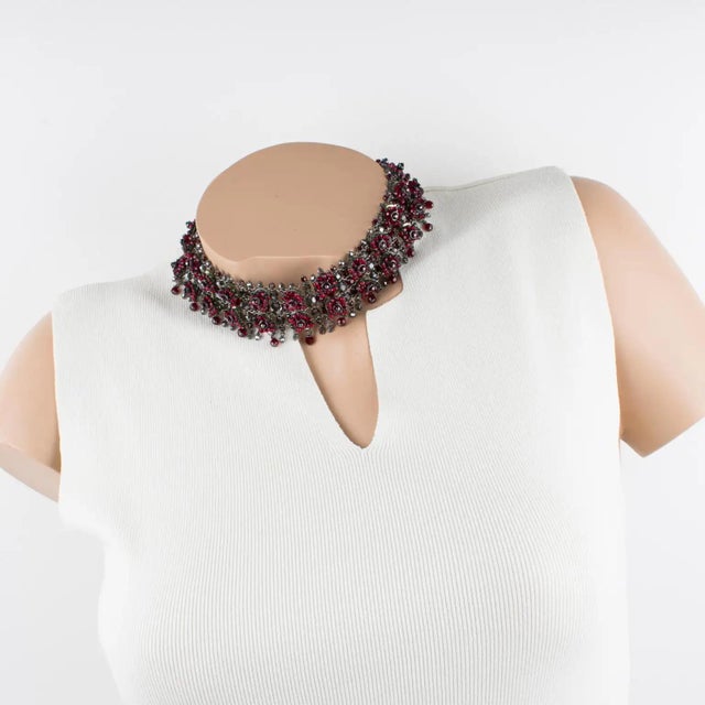 Victorian Daniel Swarovski Paris Victorian-Inspired Red Crystal Choker Necklace For Sale - Image 3 of 10