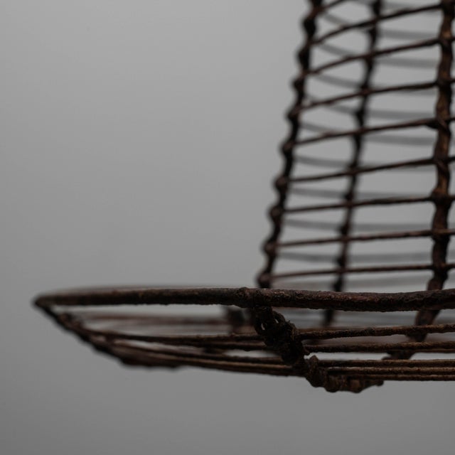 Metal 1900s French Industrial Flared Wire-Frame Pendant Light For Sale - Image 7 of 18
