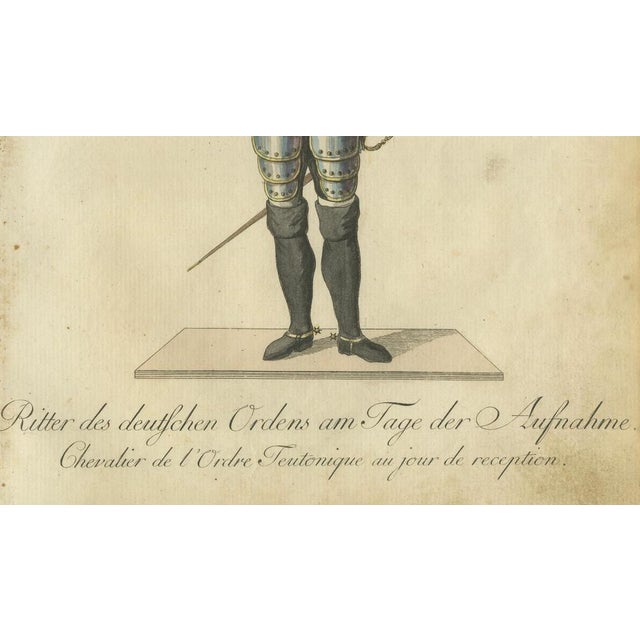 Schwan, Knight of the Teutonic Order in Reception Attire, 1791, Hand-Colored Engraving For Sale - Image 3 of 6