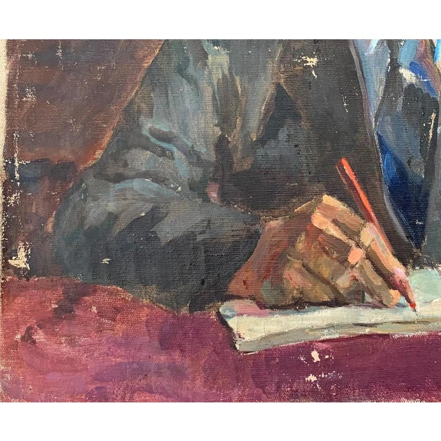 1970s 1970s Portrait Man Oil Painting Original Soviet Art Ukrainian Artist Sokolovsky G. 49-59 1970s For Sale - Image 5 of 6