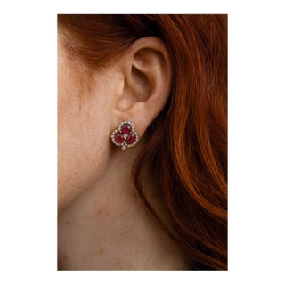 Bochic "Orient" Vintage Retro Diamond & Ruby & Set In 18K Gold & Silver For Sale